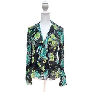 Vintage Green Floral Blouse